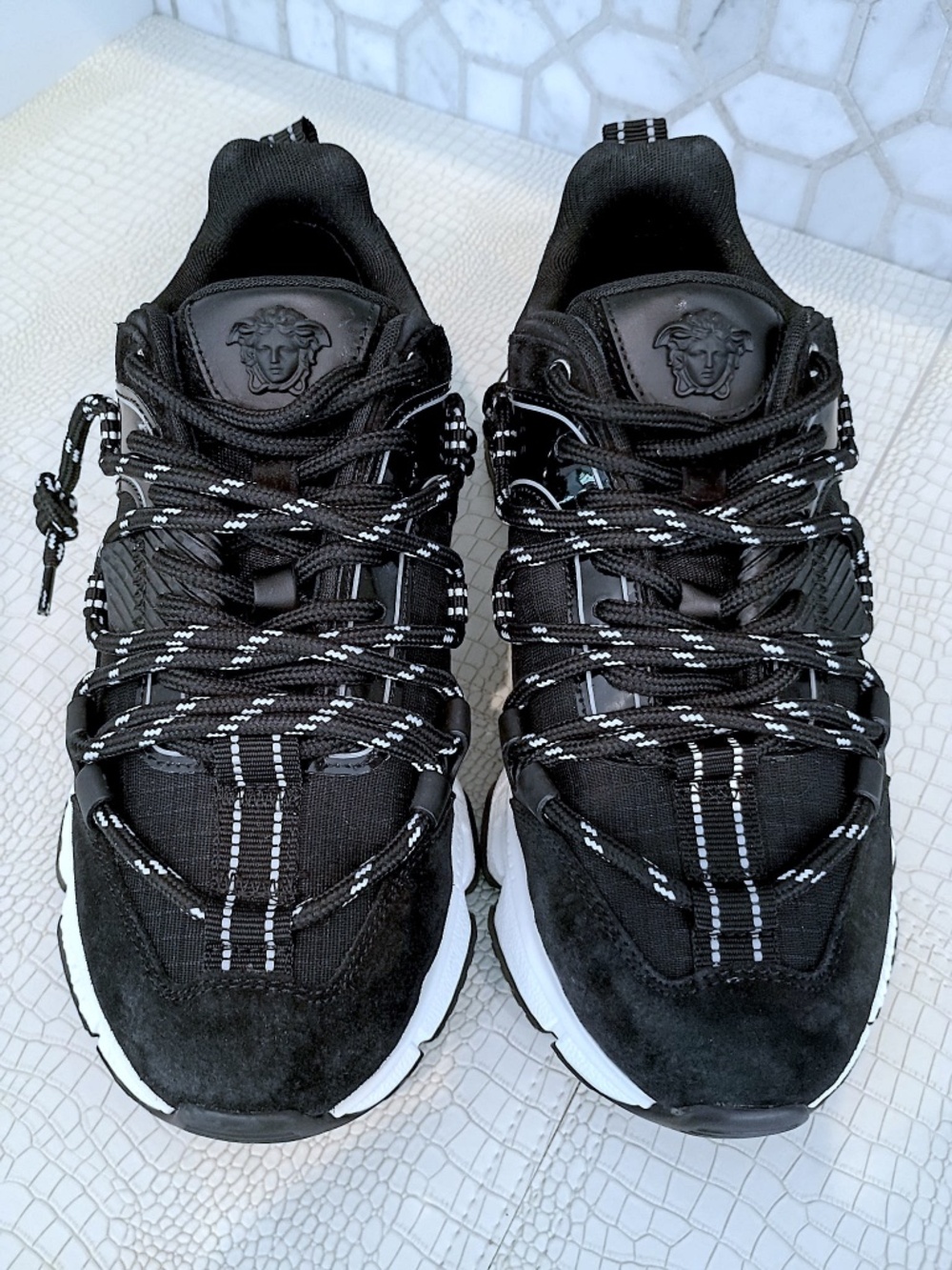 Rare  Brand New Classic Elegant Versace Trigreca Black Sneakers Size 40 EU
